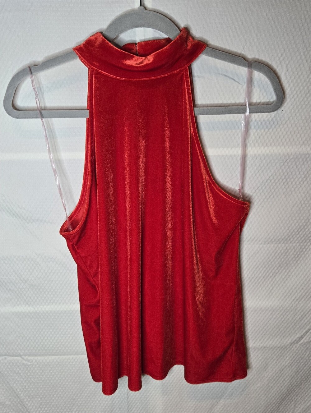 Worthington Orangish-Red Velvet Mock Neck Sleeveless Blouse